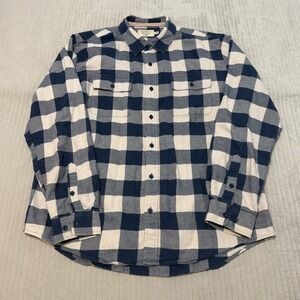 The Normal Brand Shirt Blue Plaid Long Sleeve Button Up Pocket Flannel Men's XL